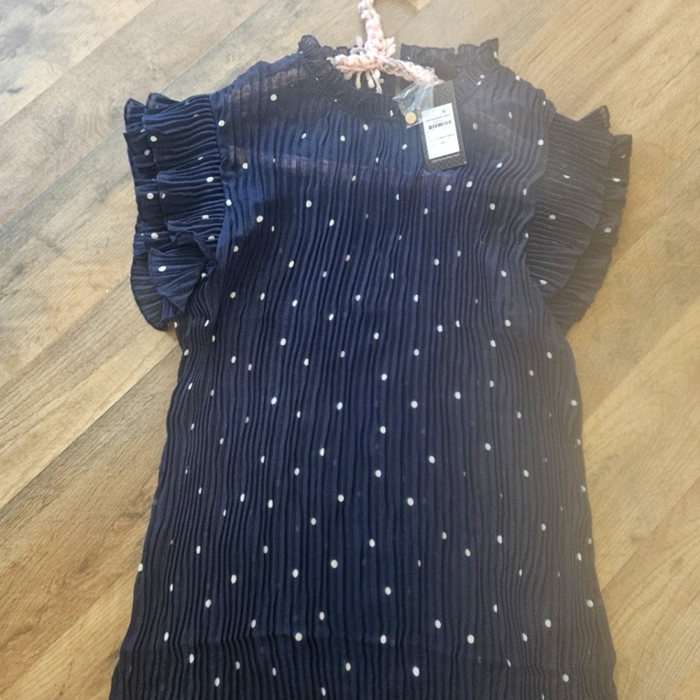City Chic top pleated polka dot shirt, 12, NWT